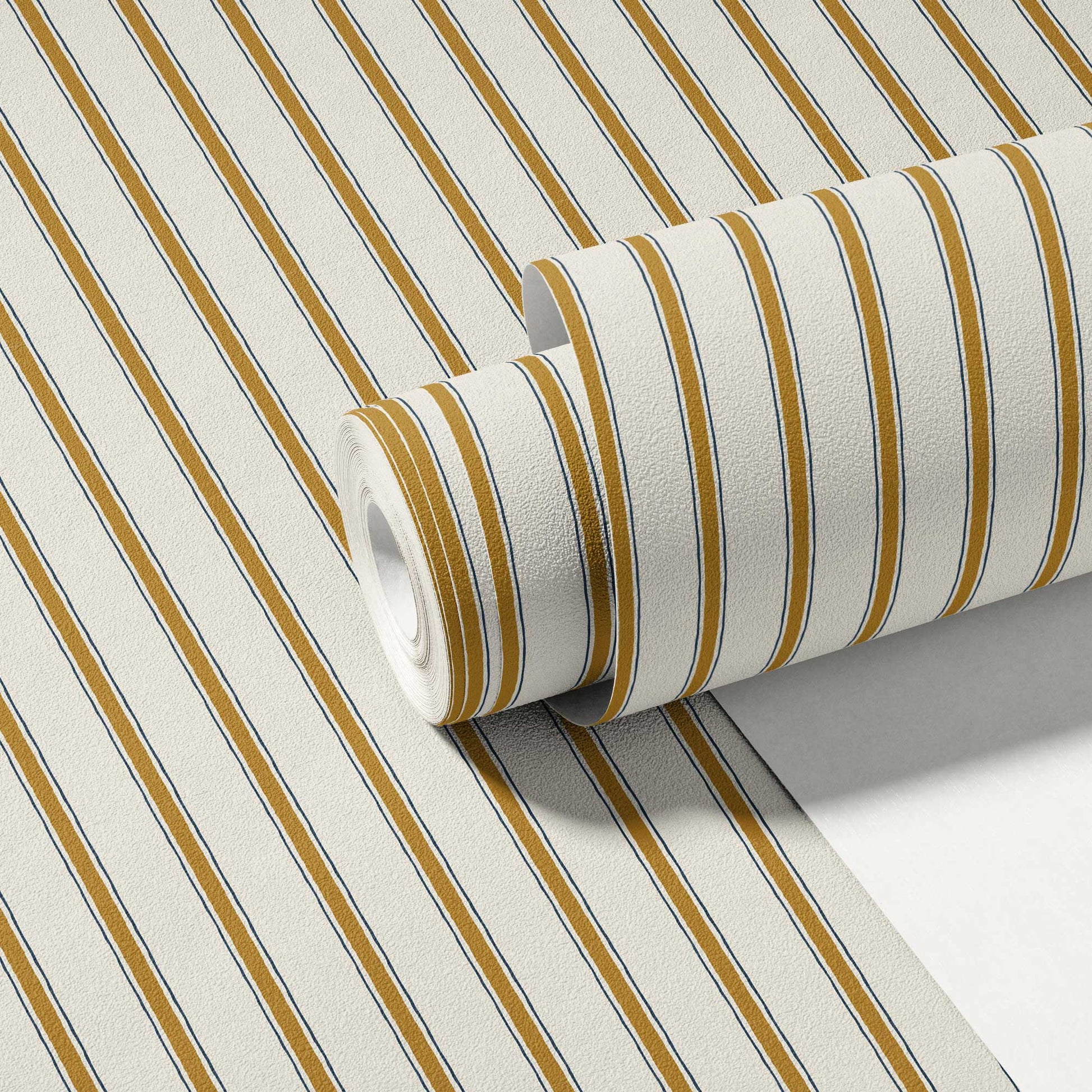 Moulding Line Wallpaper in Ochre Gold