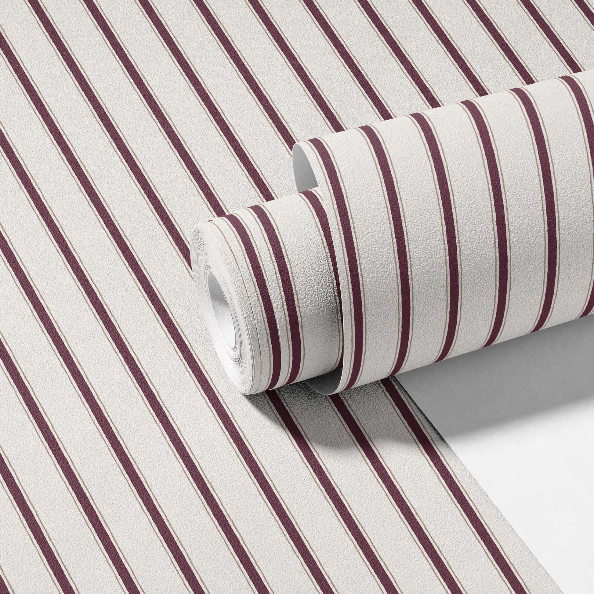 Moulding Line Wallpaper in Plum Red