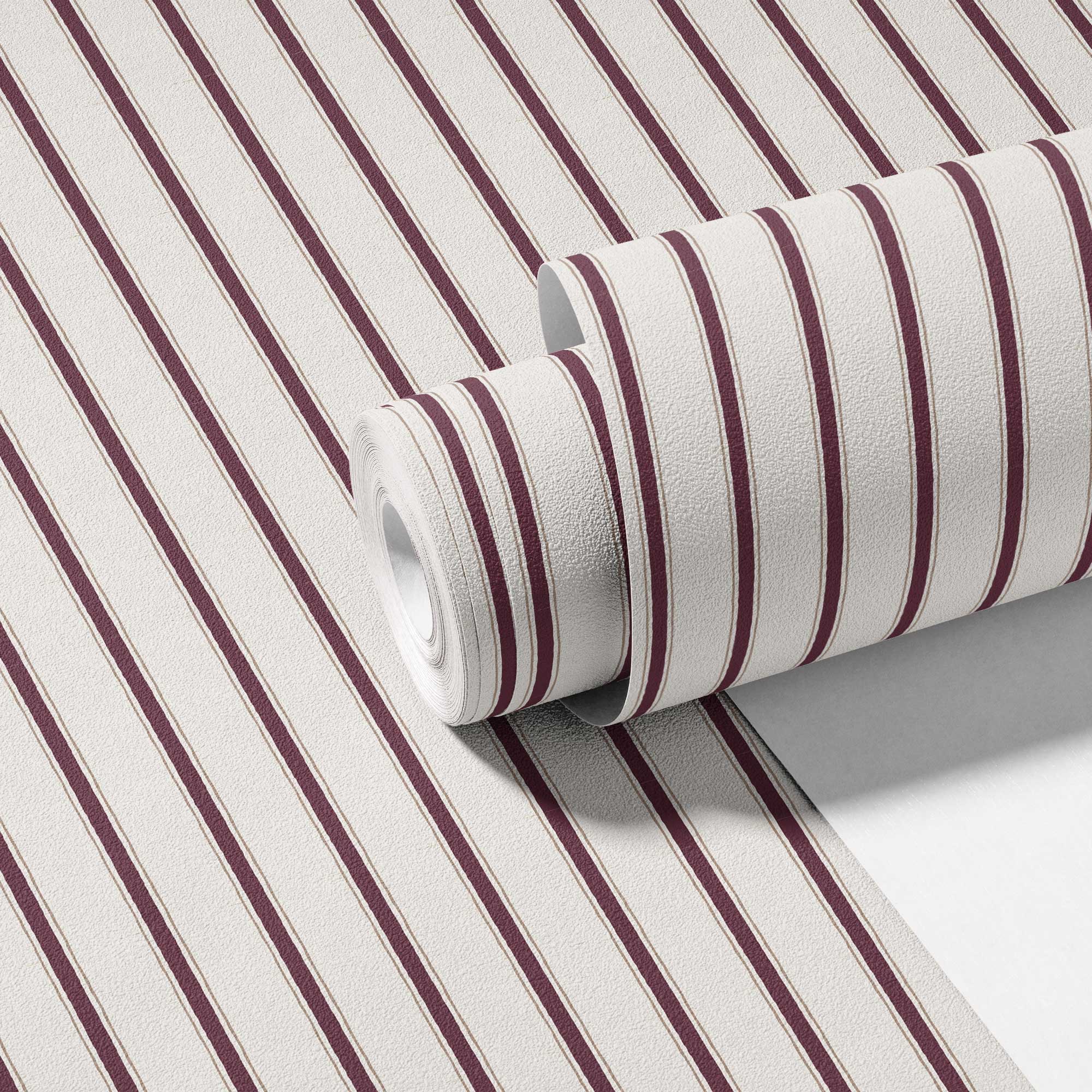 Moulding Line Wallpaper in Plum Red