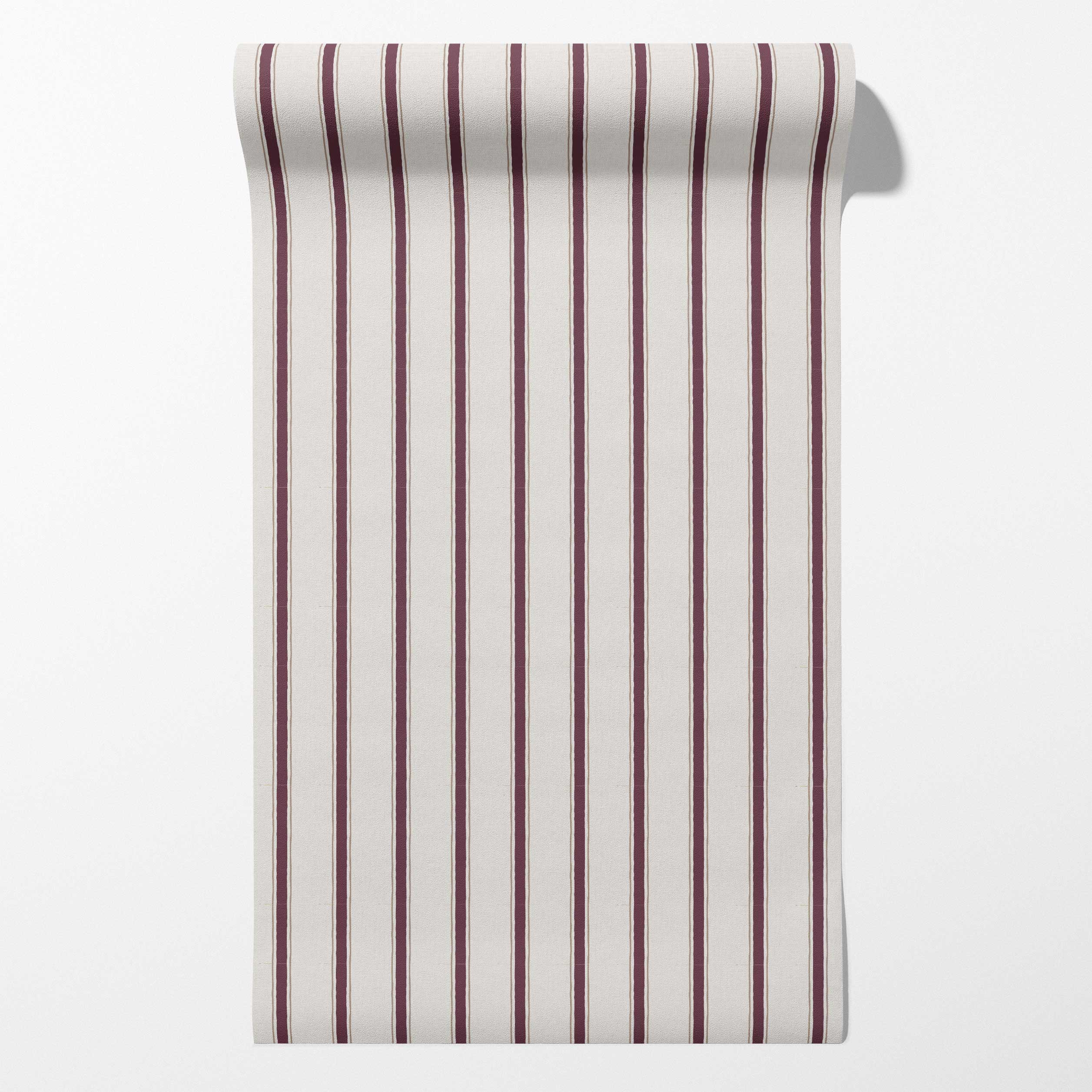 Moulding Line Wallpaper in Plum Red