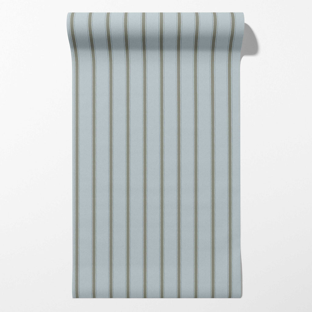 Moulding Line Wallpaper in Stone Blue