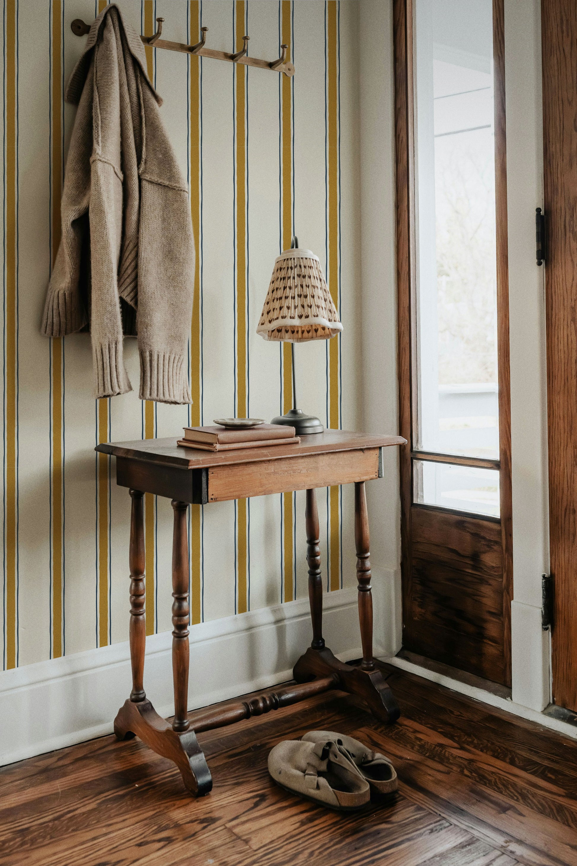 Moulding Line Wallpaper in Ochre Gold