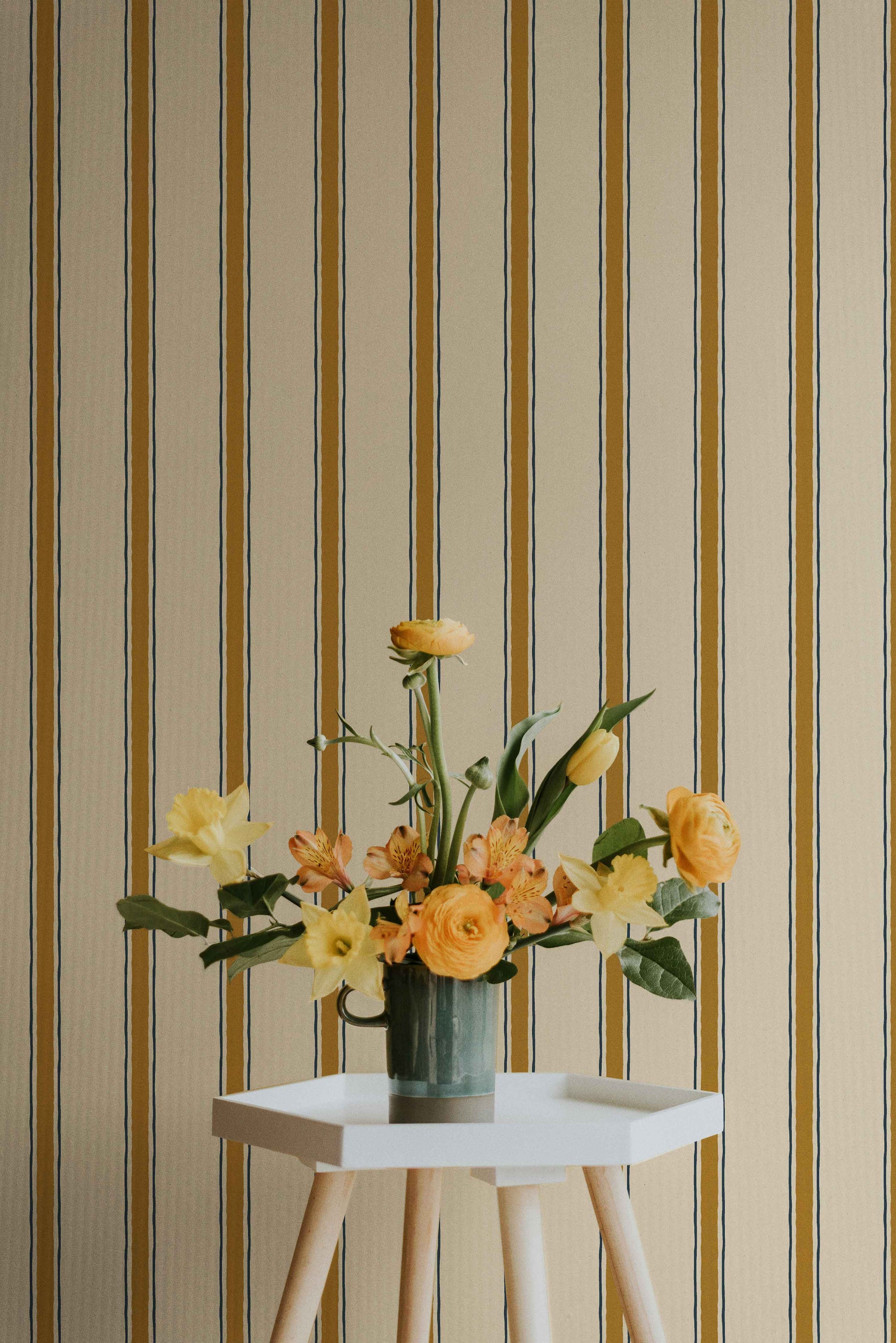 Moulding Line Wallpaper in Ochre Gold