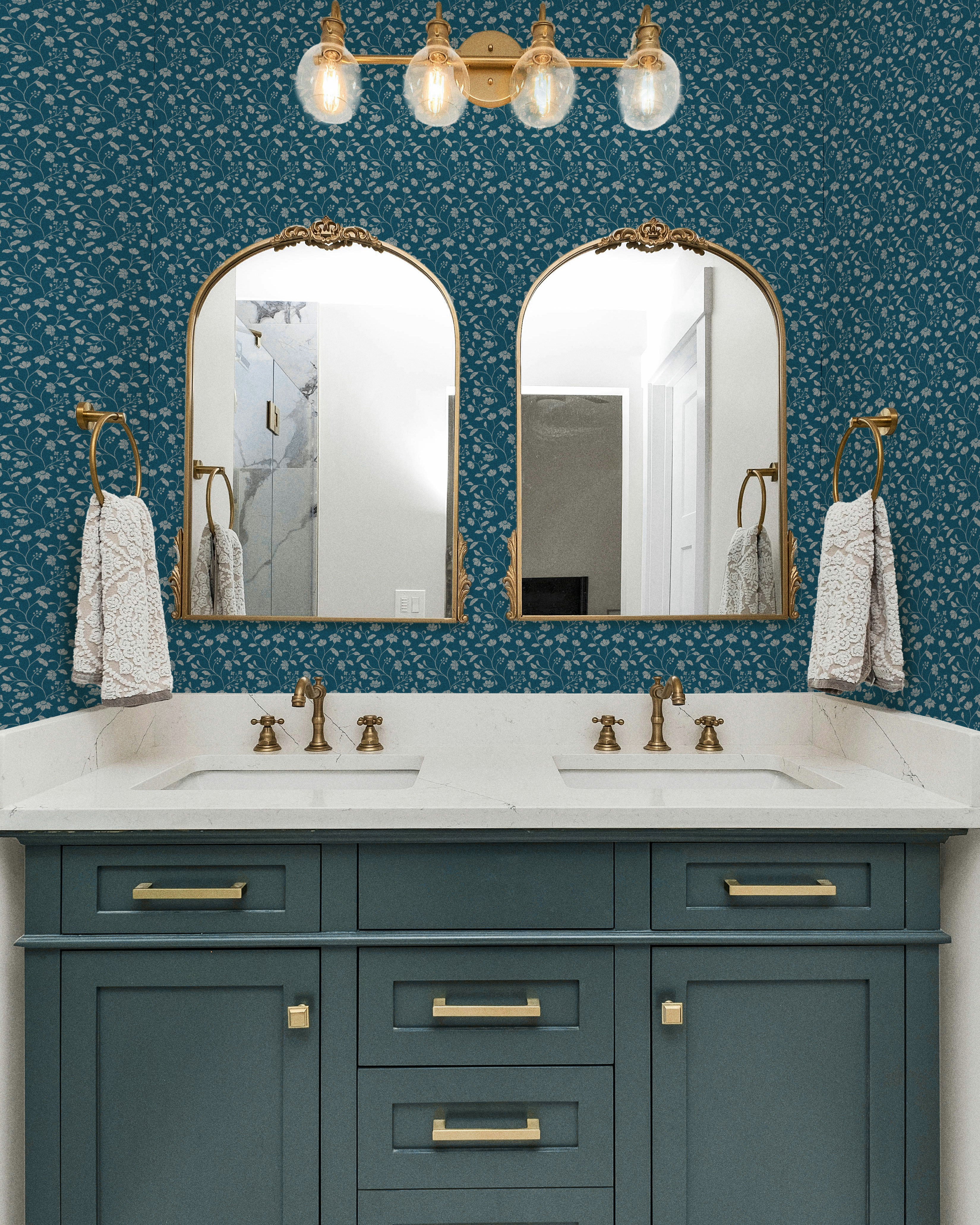 Wild Geranium Wallpaper in Bay Blue