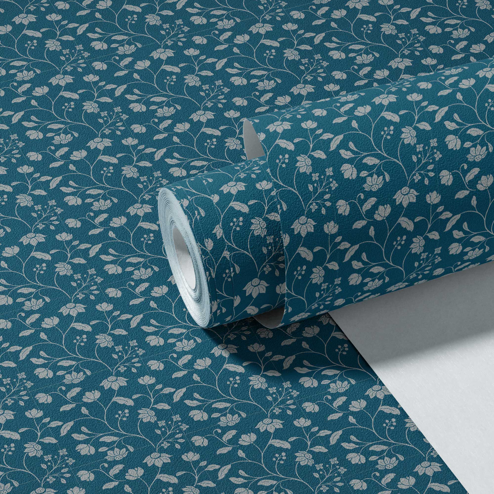 Wild Geranium Wallpaper in Bay Blue