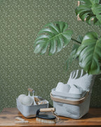 Wild Geranium Wallpaper in Rustic Olive