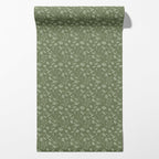 Wild Geranium Wallpaper in Rustic Olive