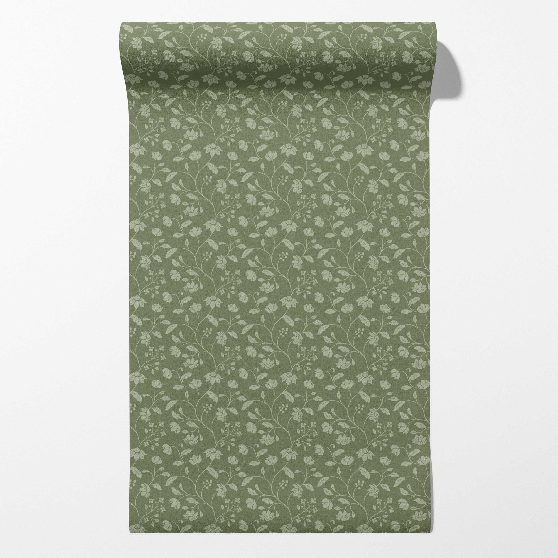 Wild Geranium Wallpaper in Rustic Olive