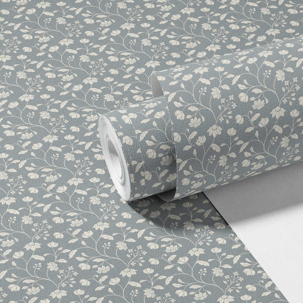 Wild Geranium Wallpaper in Slate Dust