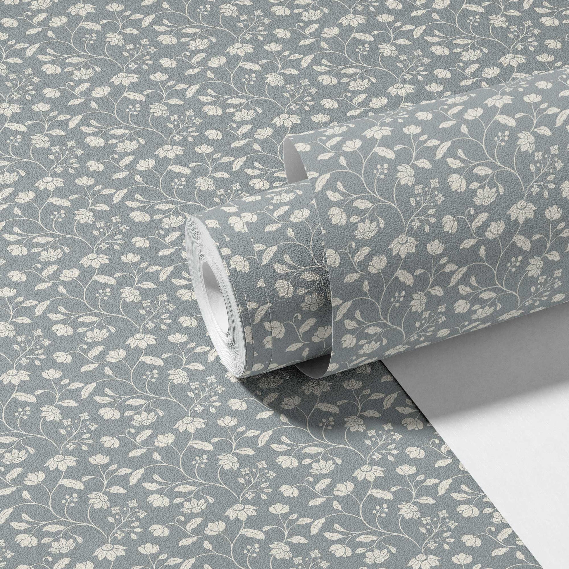 Wild Geranium Wallpaper in Slate Dust