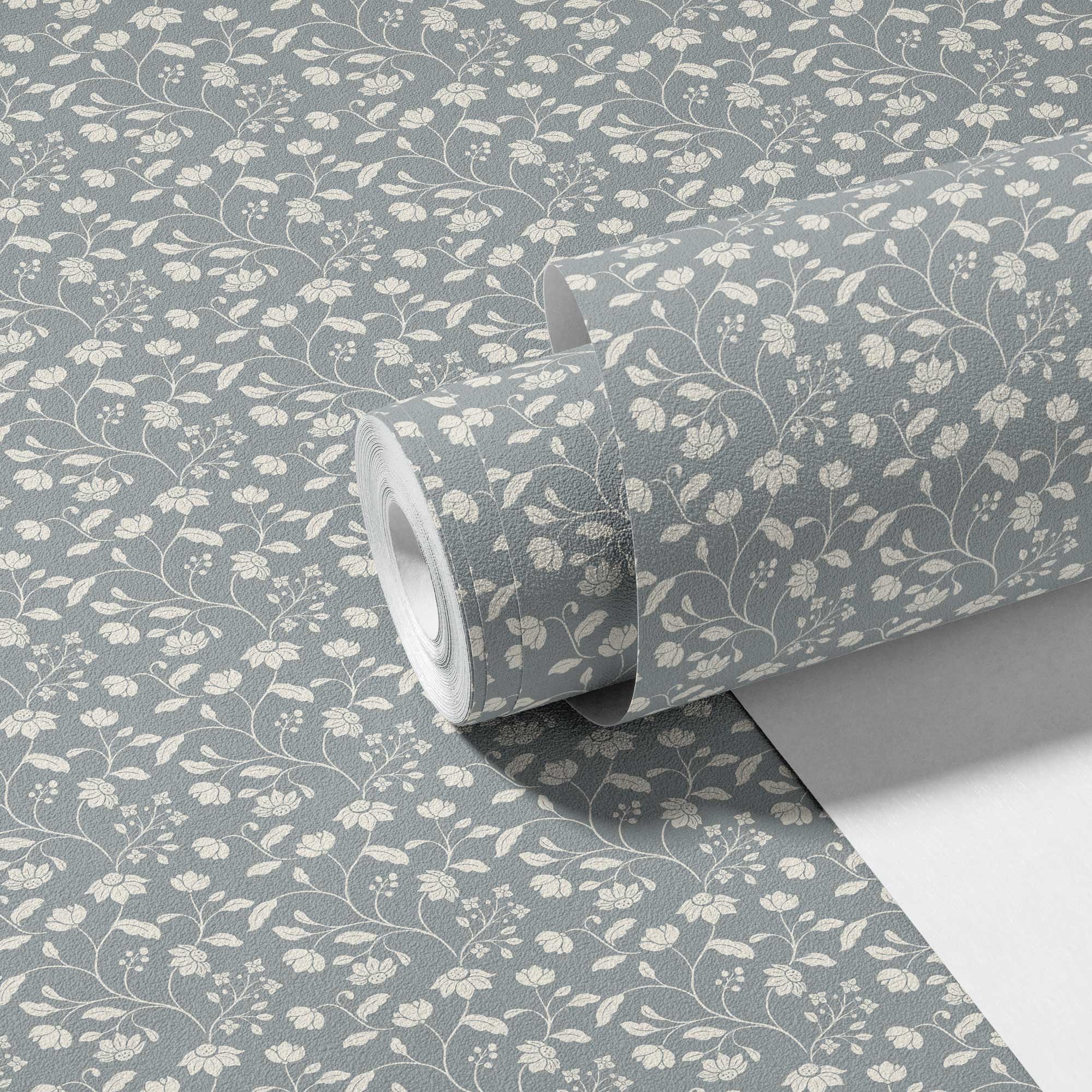 Wild Geranium Wallpaper in Slate Dust