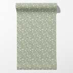 Wild Geranium Wallpaper in Soft Sage