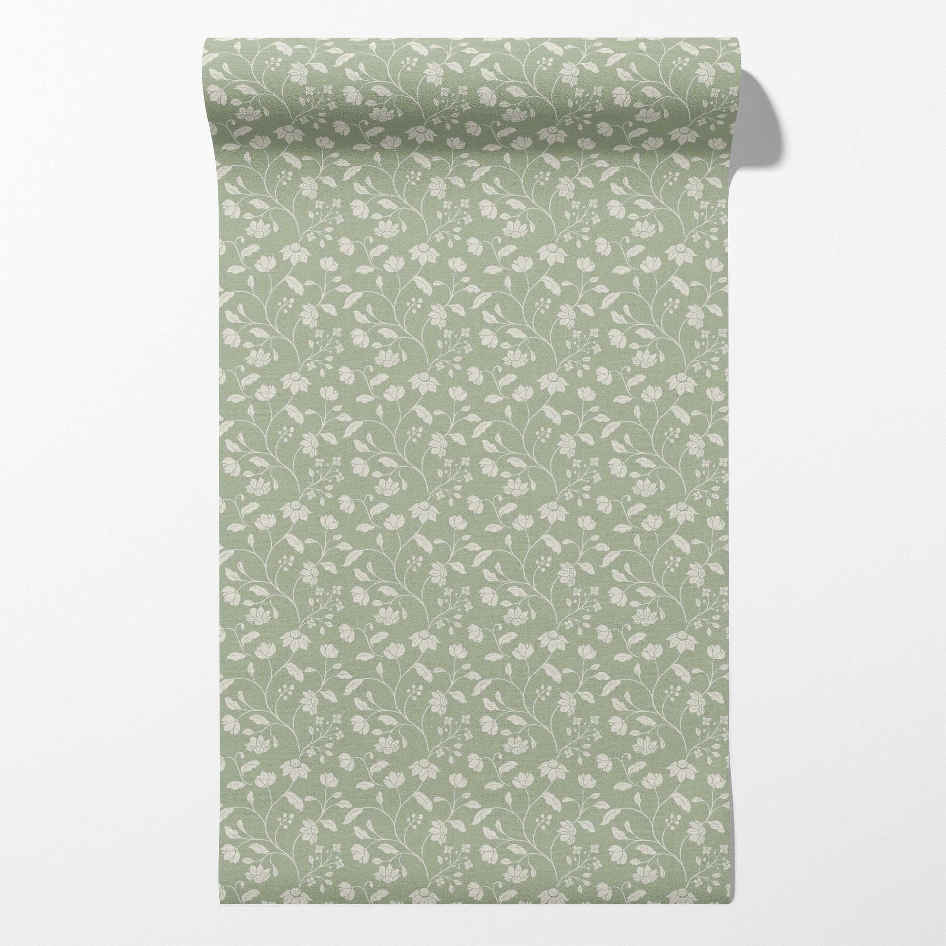 Wild Geranium Wallpaper in Soft Sage