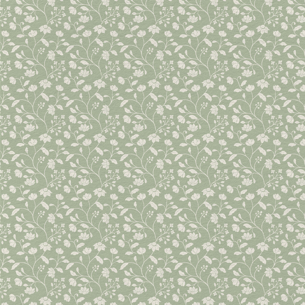 Wild Geranium Wallpaper in Soft Sage
