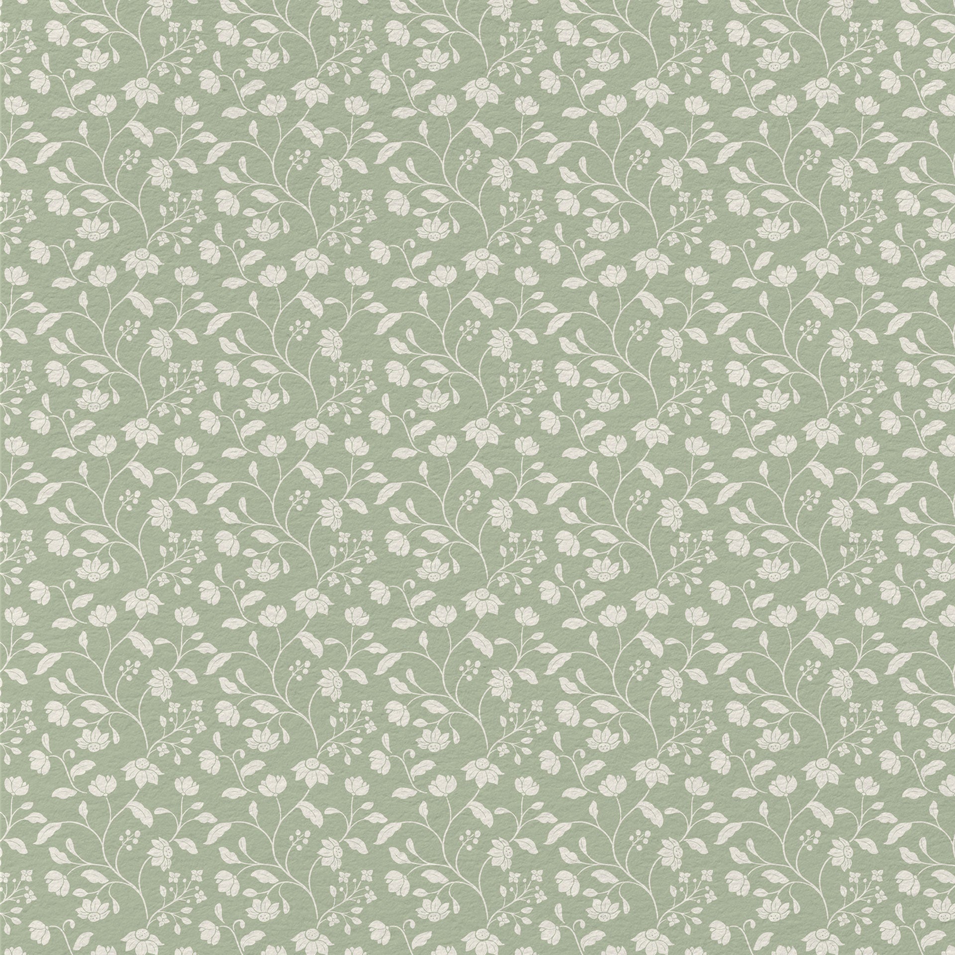 Wild Geranium Wallpaper in Soft Sage