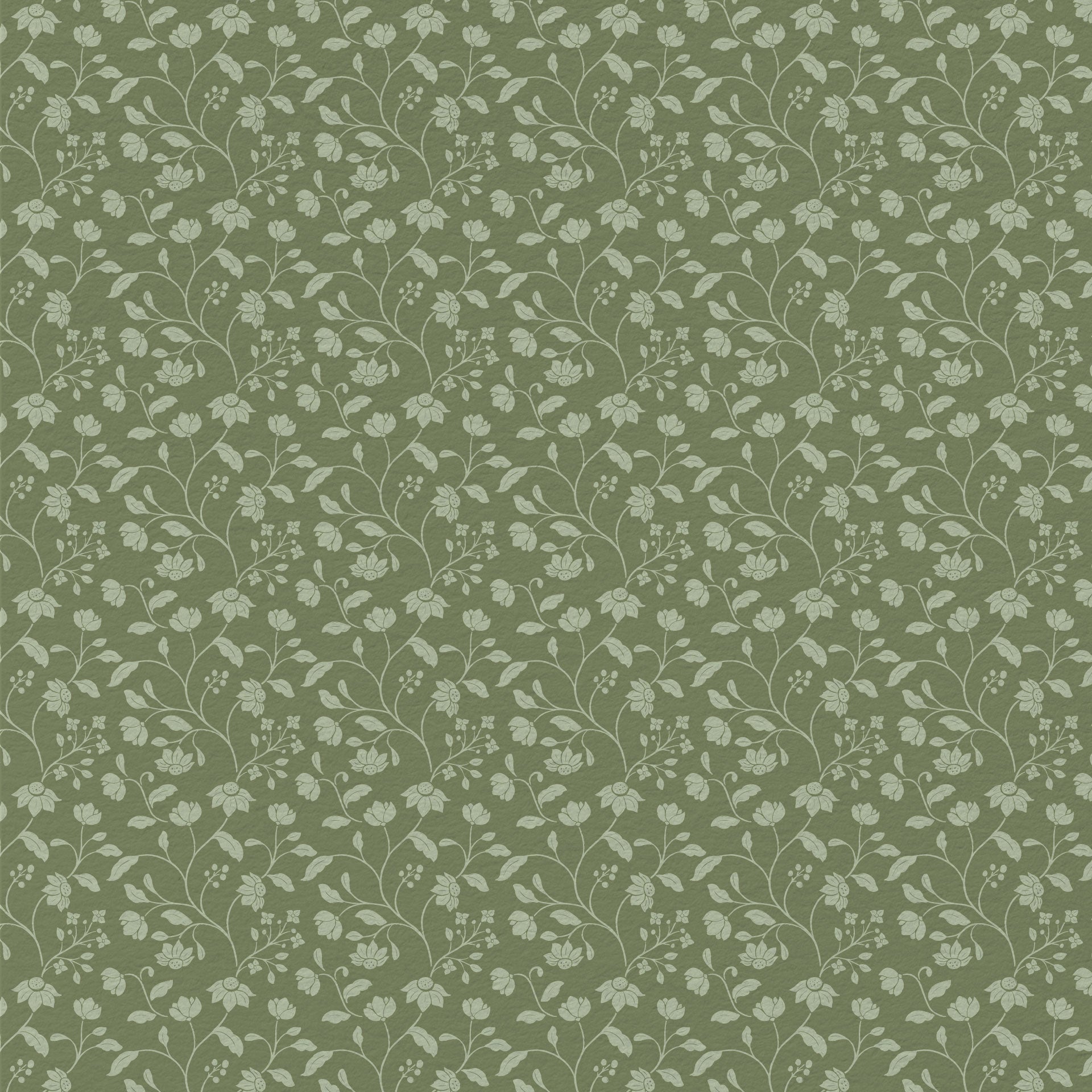 Wild Geranium Wallpaper in Rustic Olive
