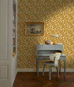 Wild Geranium Wallpaper in Mustard Fern