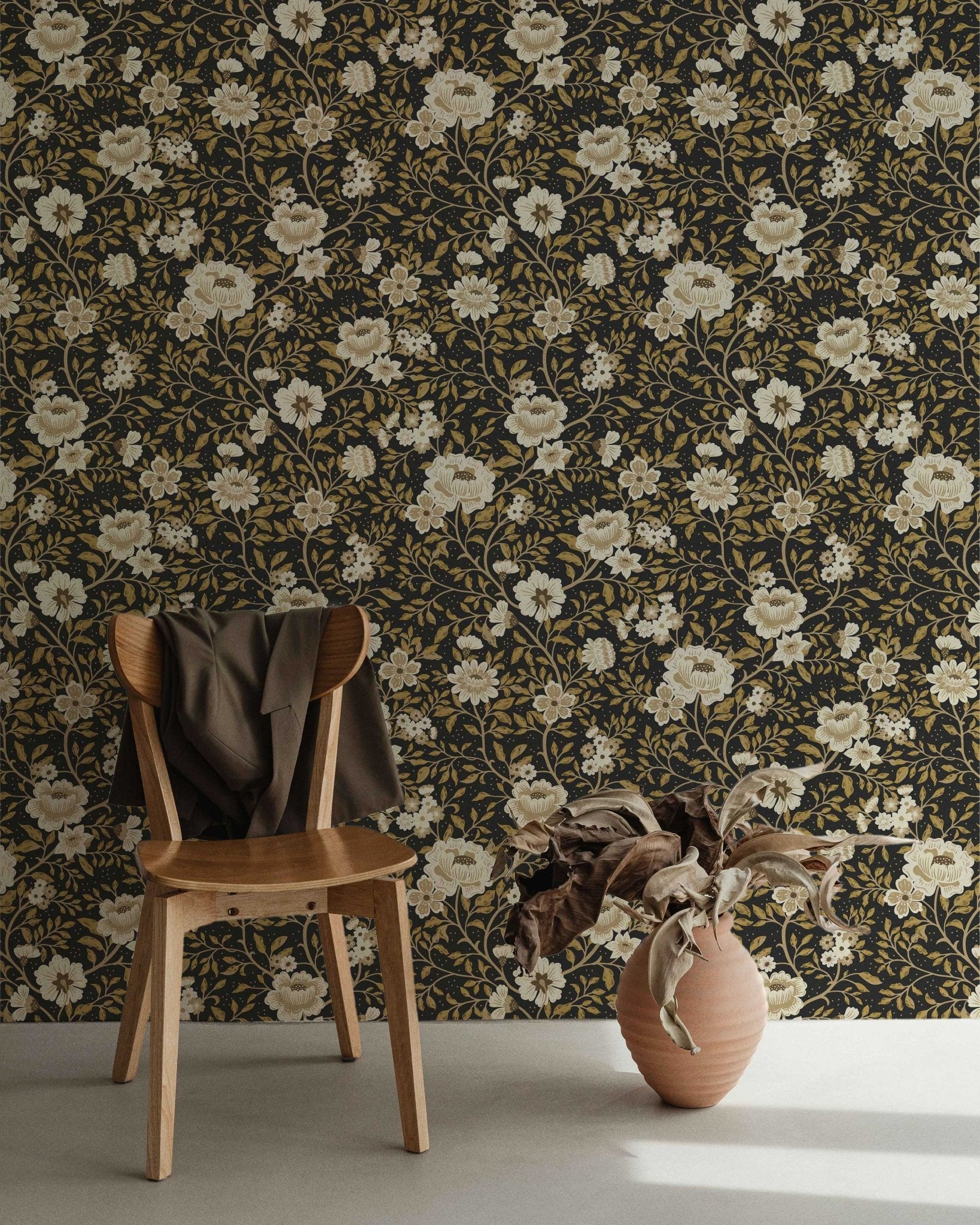 Annabelle Wallpaper in Charcoal Marigold - Riverpine