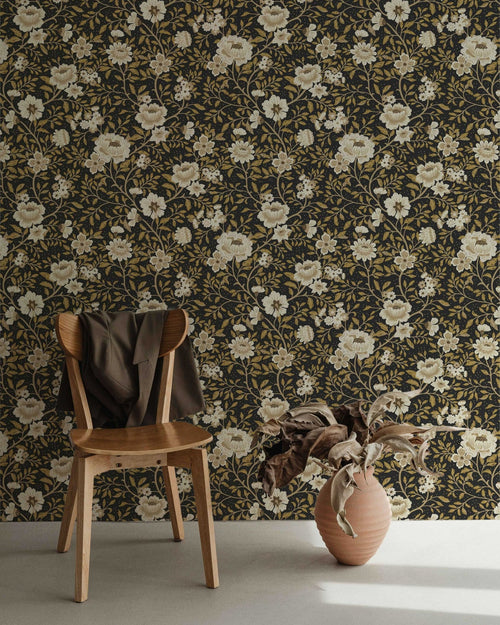 Annabelle Wallpaper in Charcoal Marigold - Riverpine