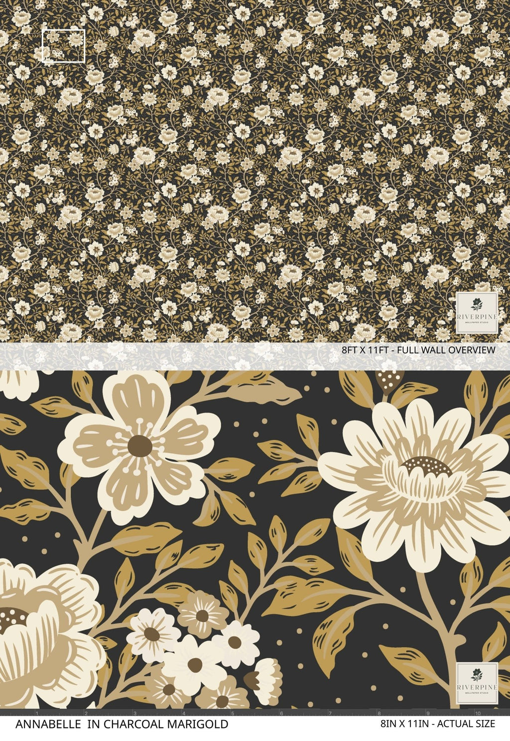 Annabelle Wallpaper in Charcoal Marigold - Riverpine