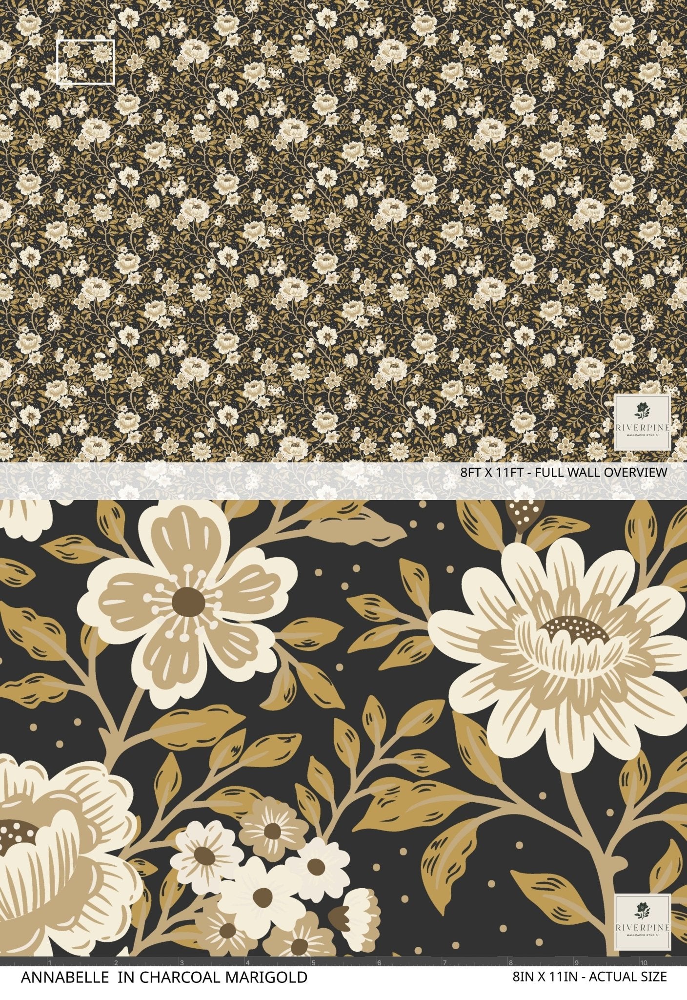 Annabelle Wallpaper in Charcoal Marigold - Riverpine