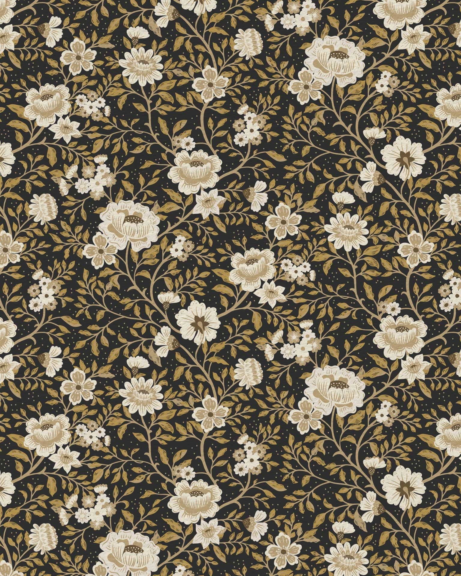 Annabelle Wallpaper in Charcoal Marigold - Riverpine