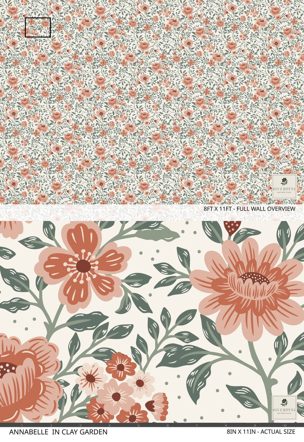 Annabelle Wallpaper in Clay Garden - Riverpine