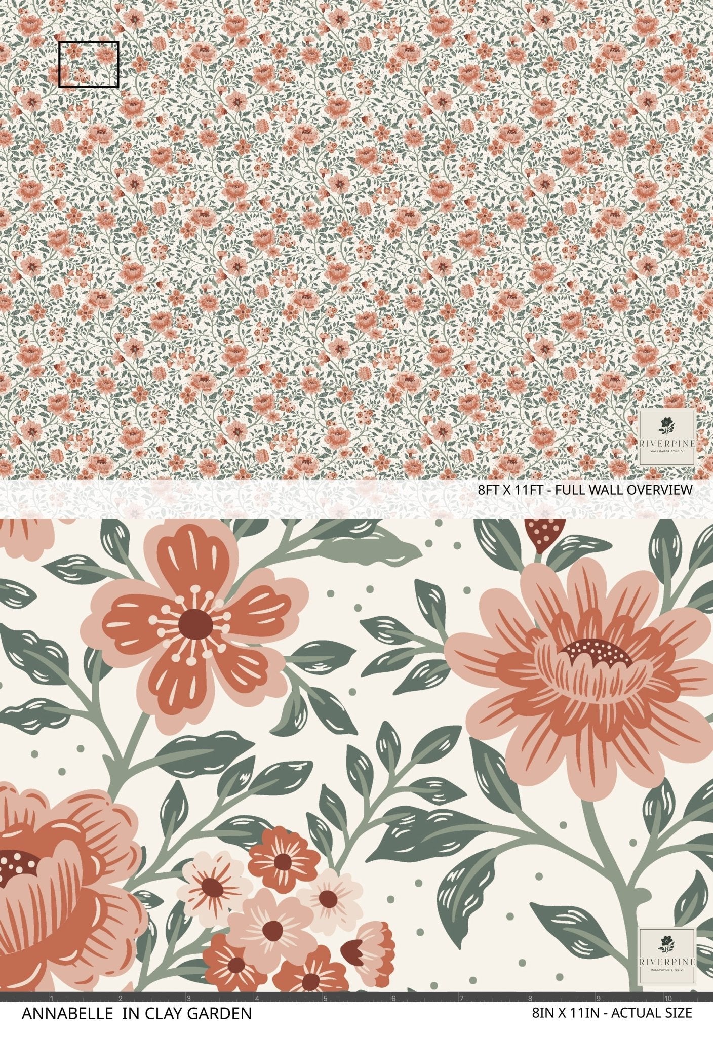 Annabelle Wallpaper in Clay Garden - Riverpine