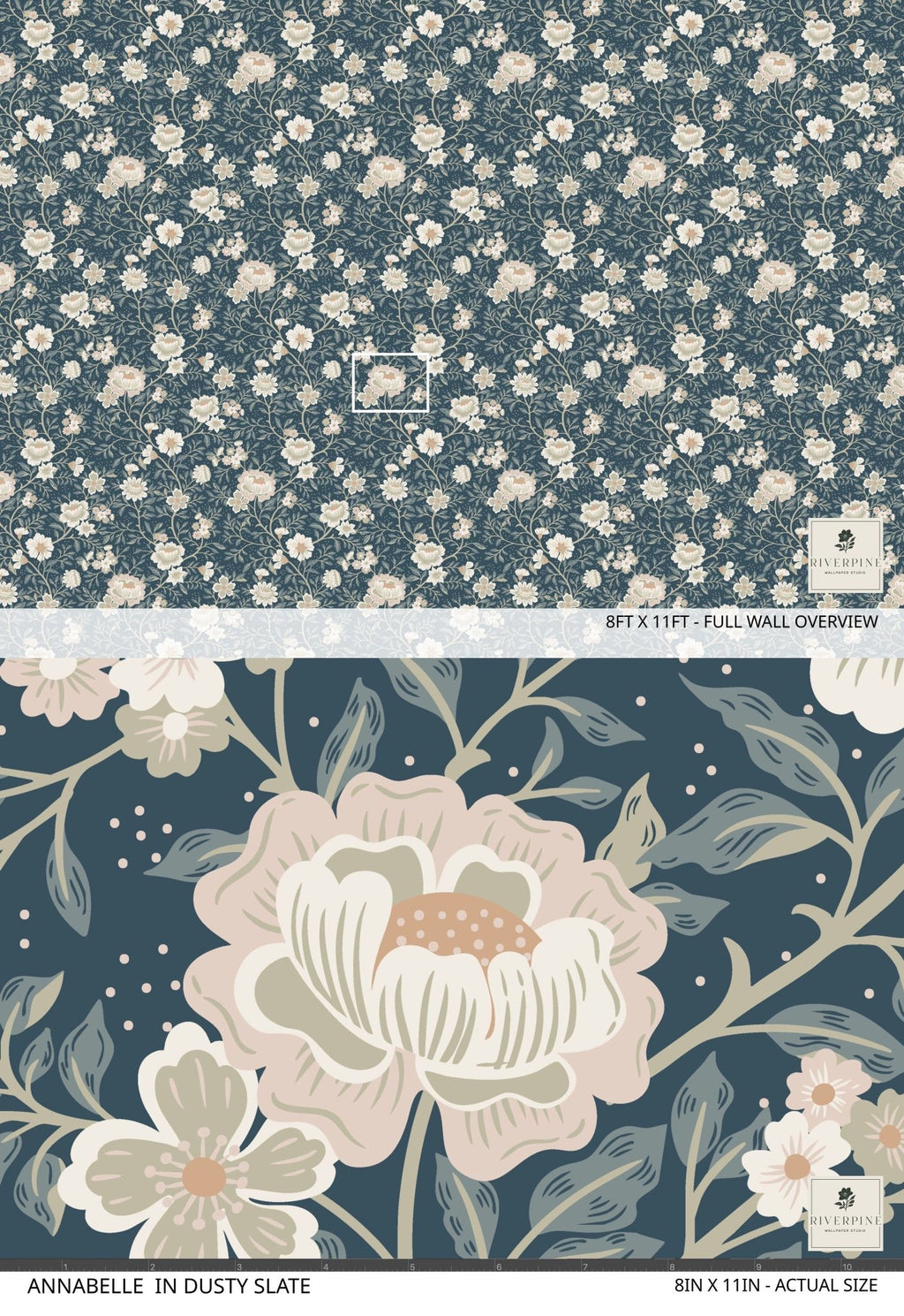 Annabelle Wallpaper in Dusty Slate - Riverpine