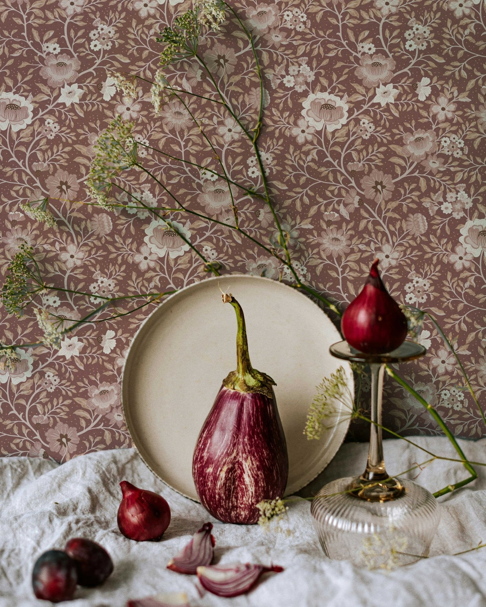 Annabelle Wallpaper in Plumwood Rose - Riverpine