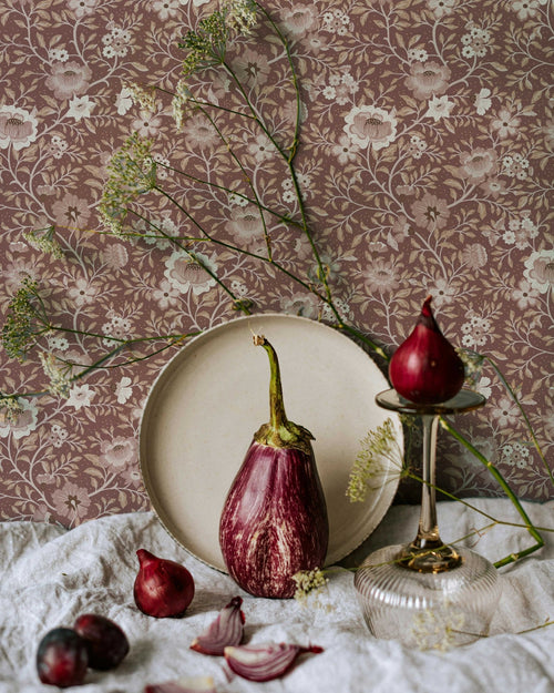 Annabelle Wallpaper in Plumwood Rose - Riverpine