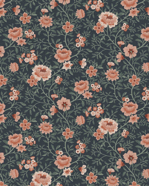 Annabelle Wallpaper in Terracotta Night - Riverpine