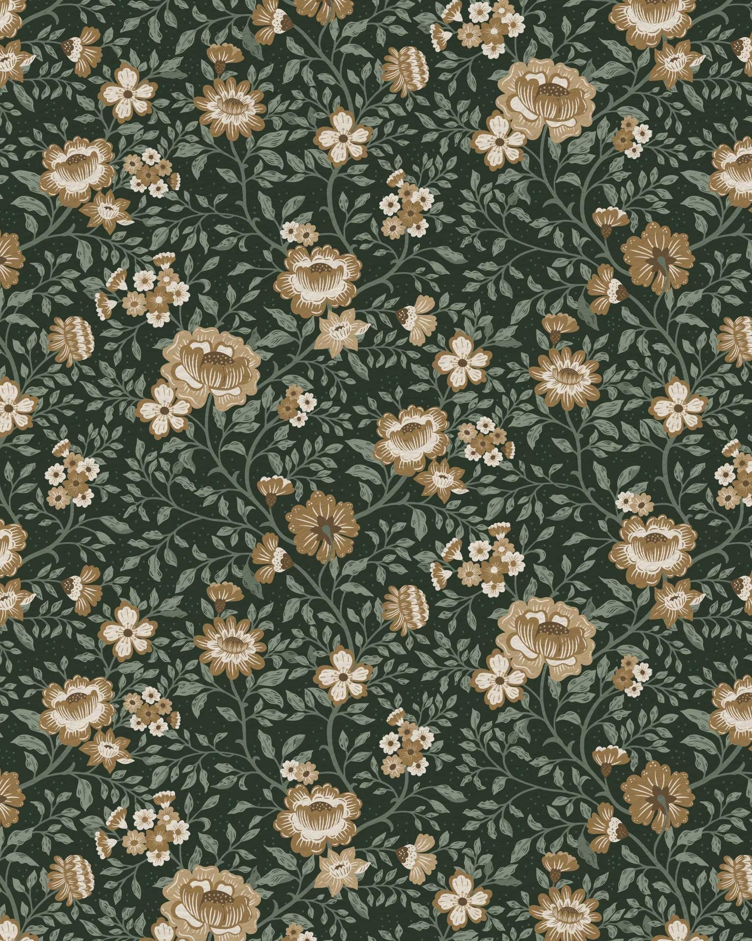 Annabelle Wallpaper in Woodland Green - Riverpine