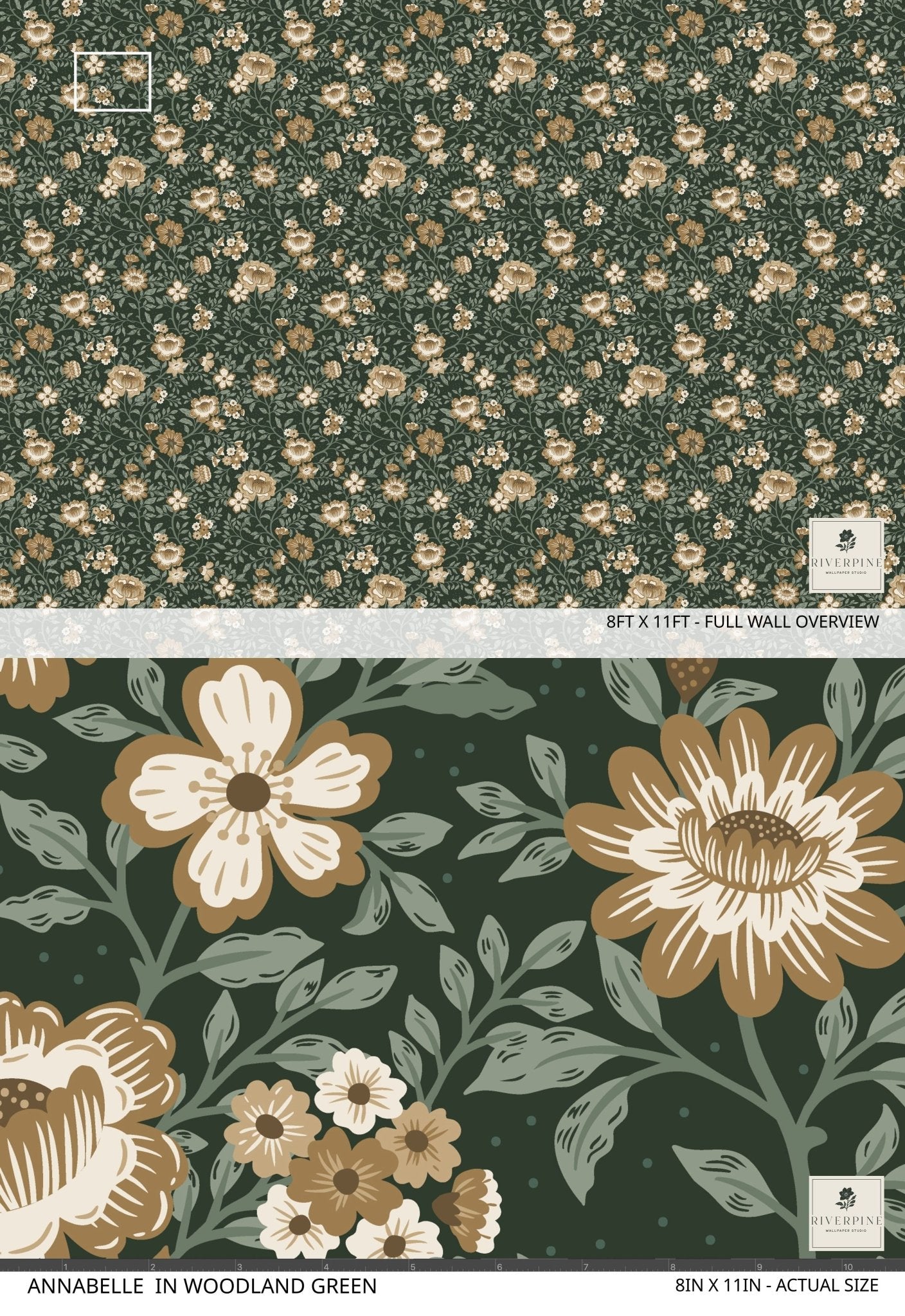 Annabelle Wallpaper in Woodland Green - Riverpine