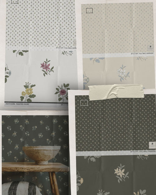 Ashthorn Wallpaper Sample Pack — Painted Ivory, Pale Oak & Vintage Vogue - Riverpine