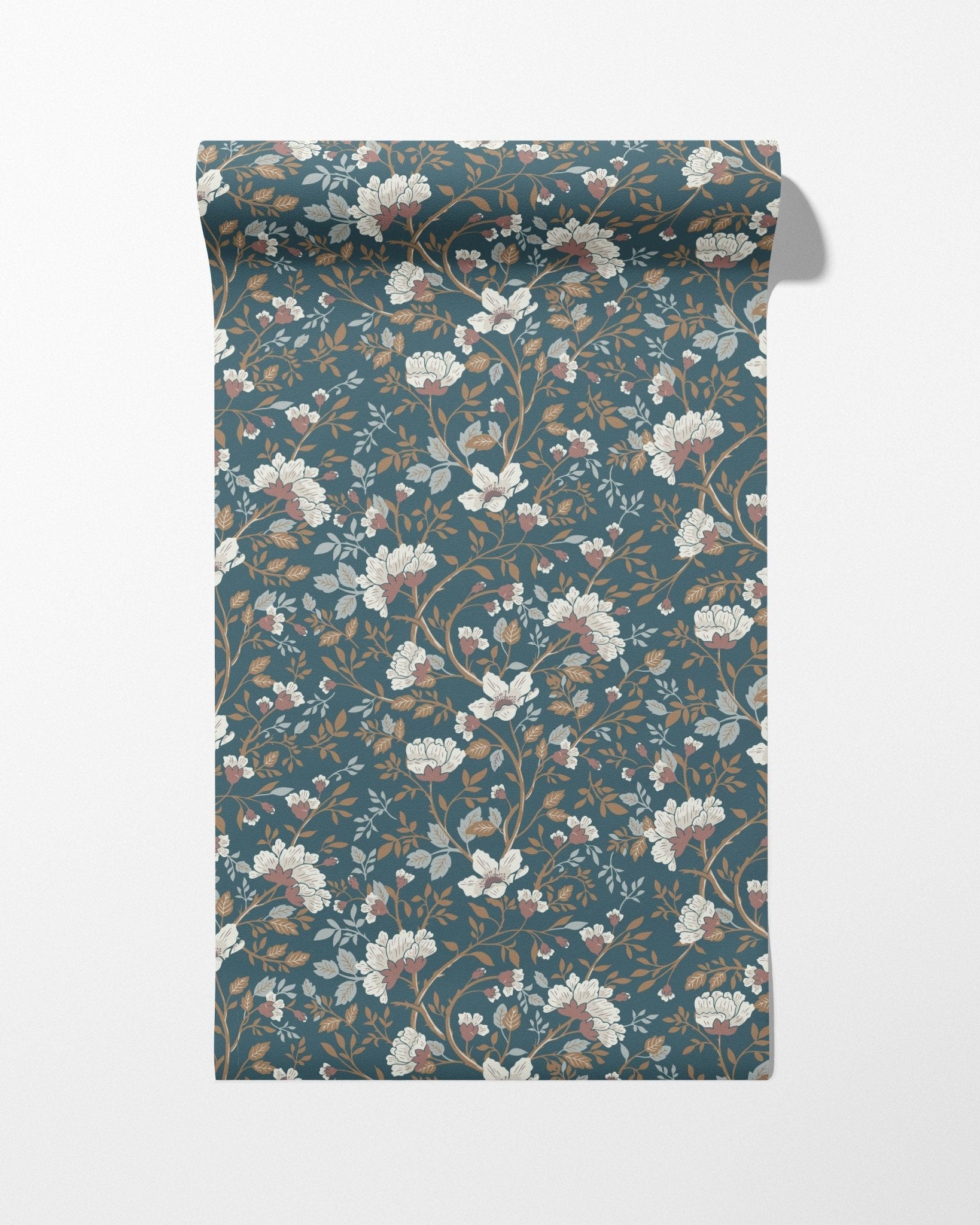 Camellia Study Wallpaper in Cobalt Dust - Riverpine