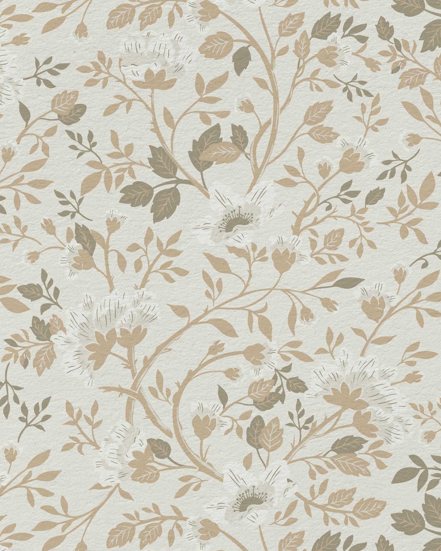 Camellia Study Wallpaper in Natural Linen - Riverpine