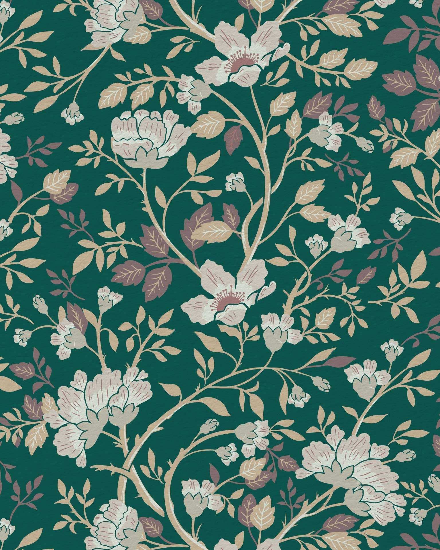 Camellia Study Wallpaper in Pine Grove - Riverpine
