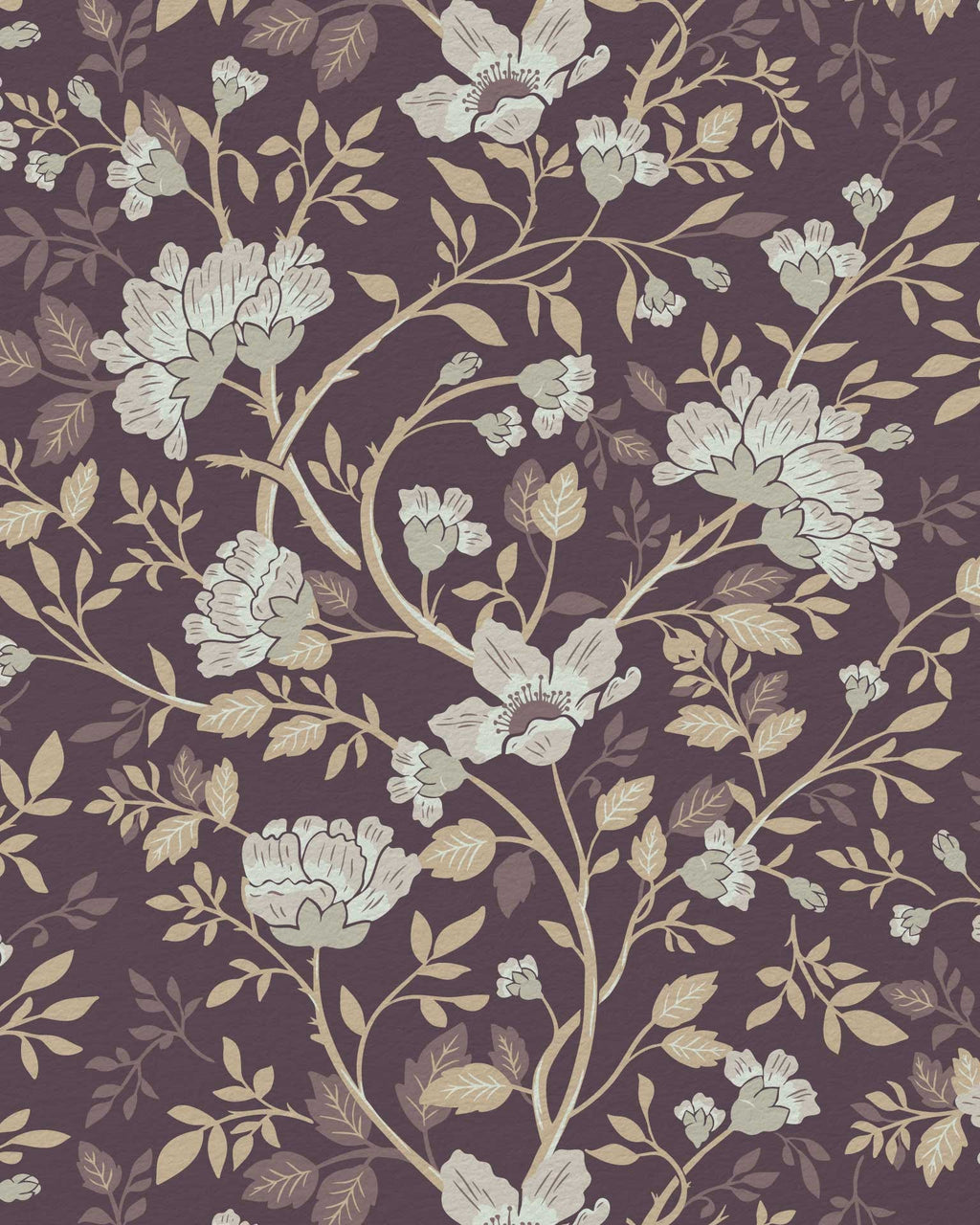 Camellia Study Wallpaper in Plumwood - Riverpine