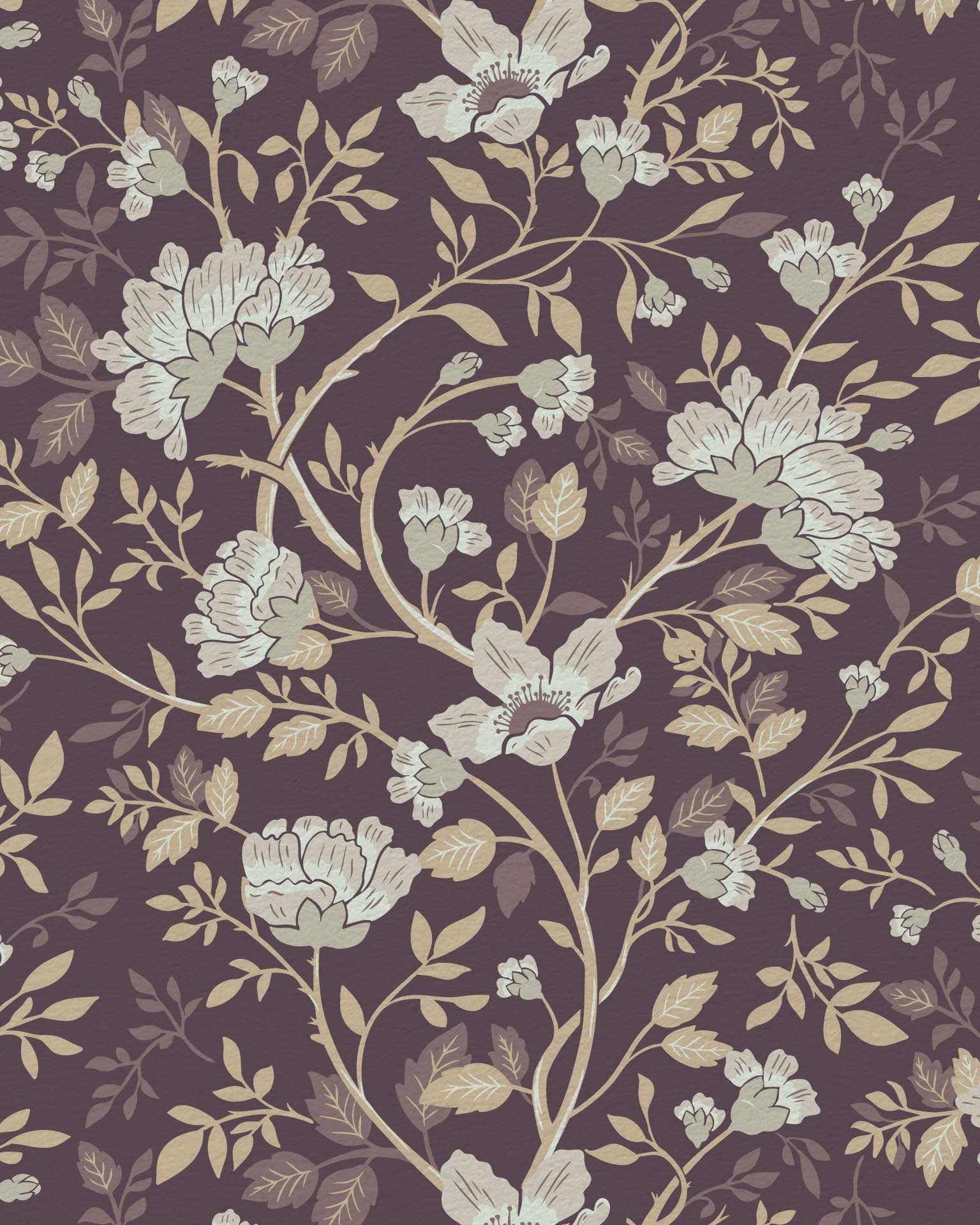 Camellia Study Wallpaper in Plumwood - Riverpine