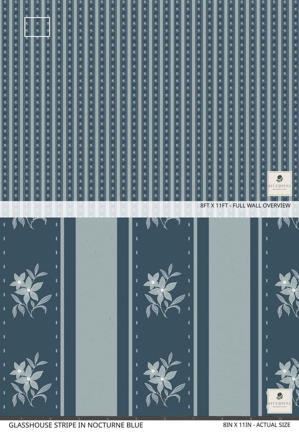 Glasshouse Stripe in Nocturne Blue - Riverpine