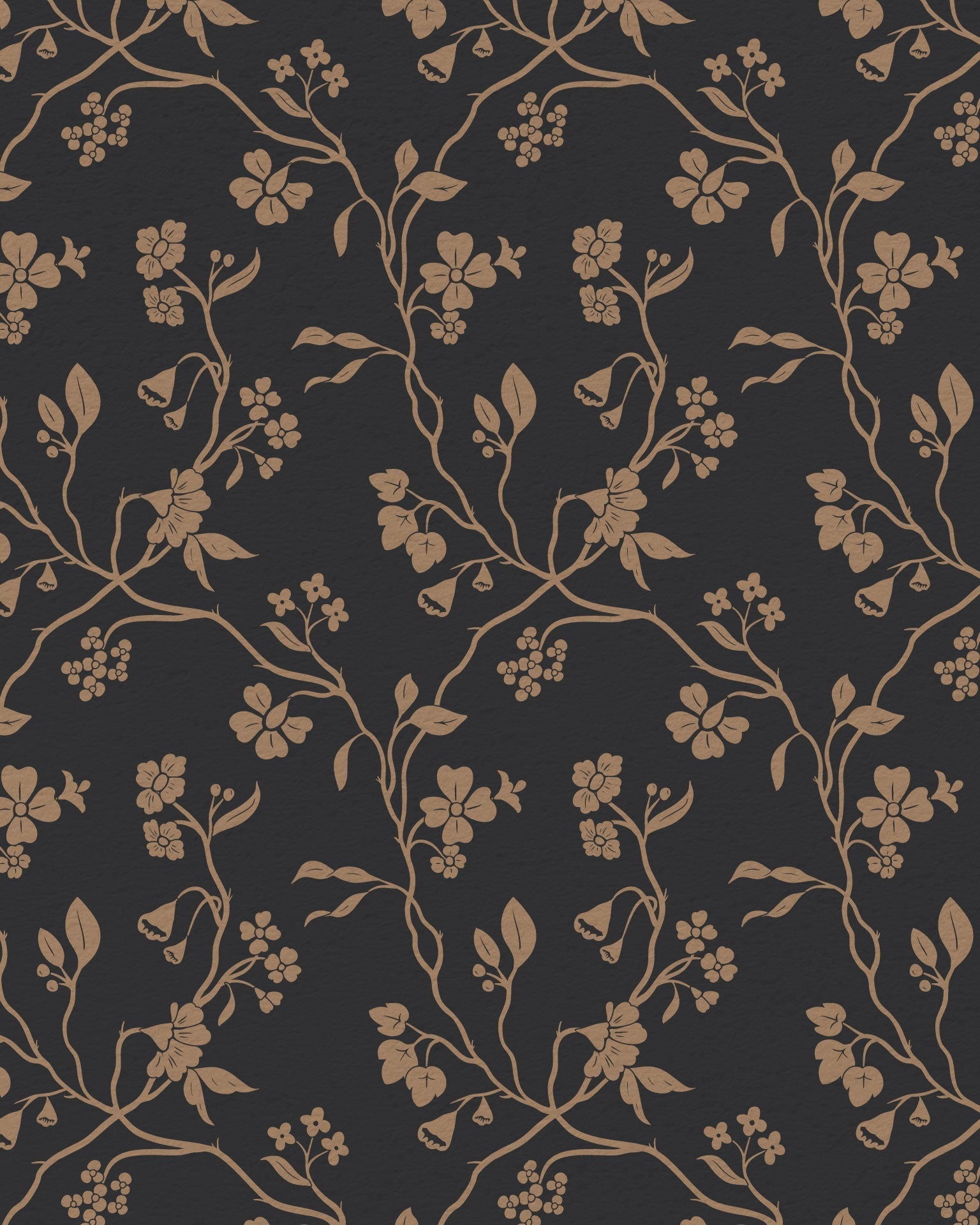 Lunaria Vine Wallpaper in Coal Rose - Riverpine