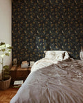 Lunaria Vine Wallpaper in Iron Slate - Riverpine