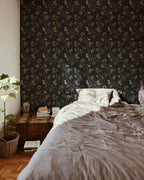 Lunaria Vine Wallpaper in Iron Slate - Riverpine