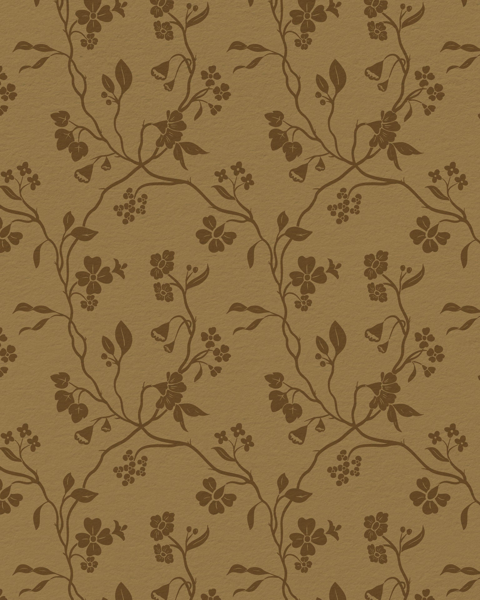 Lunaria Vine Wallpaper in Ochre Bloom - Riverpine
