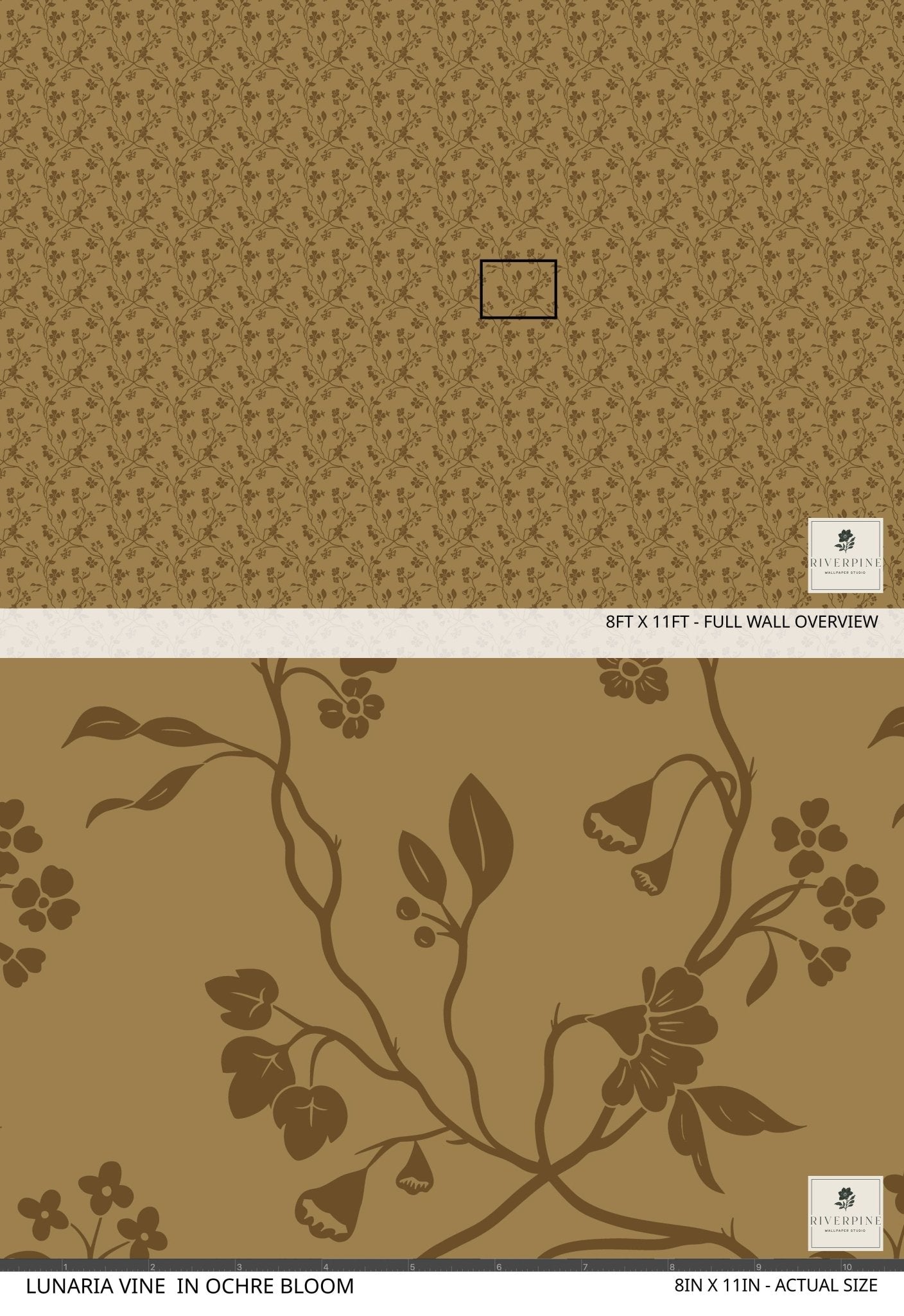 Lunaria Vine Wallpaper in Ochre Bloom - Riverpine
