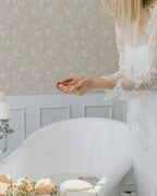 Lunaria Vine Wallpaper in Rose Bisque - Riverpine