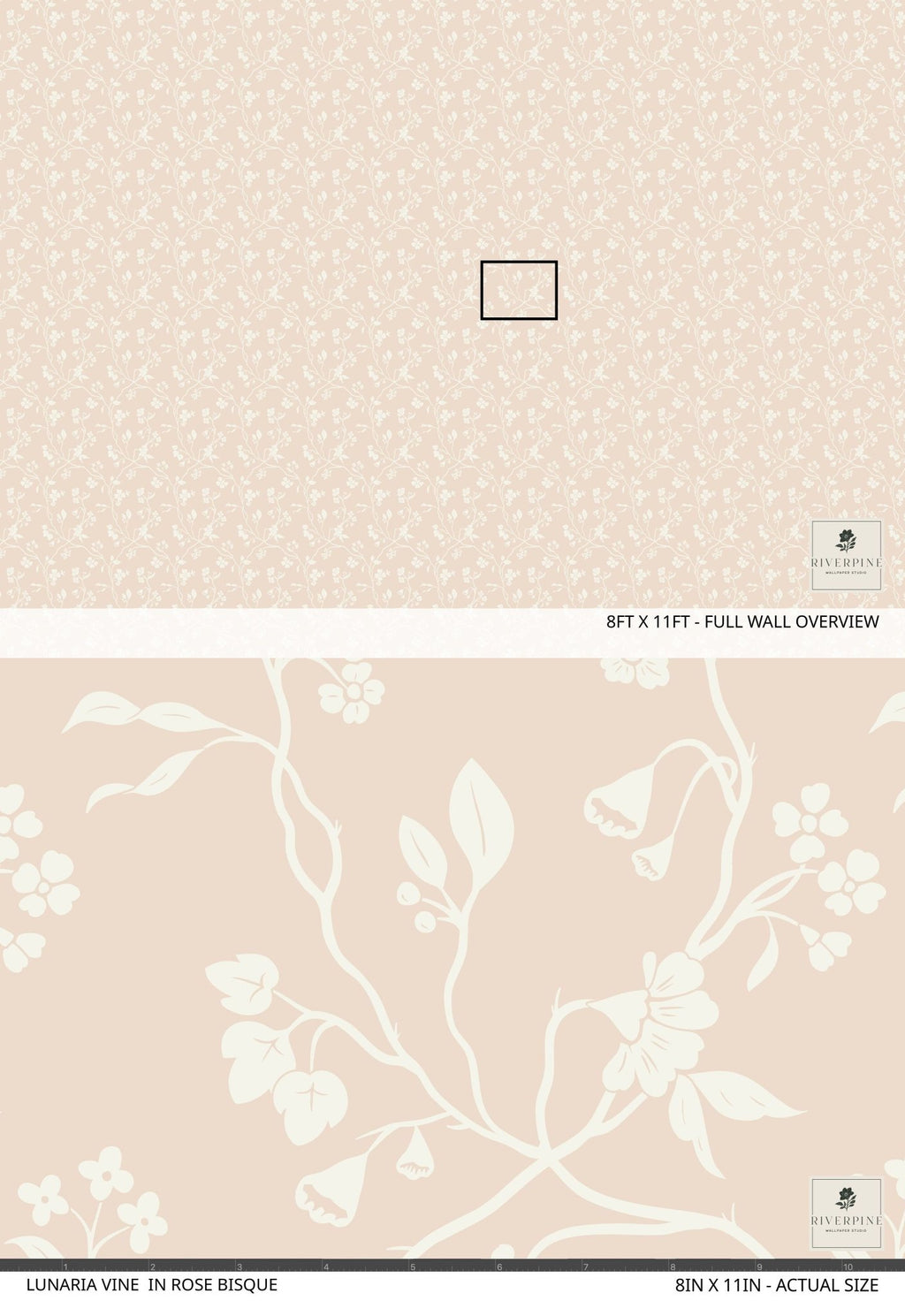 Lunaria Vine Wallpaper in Rose Bisque - Riverpine