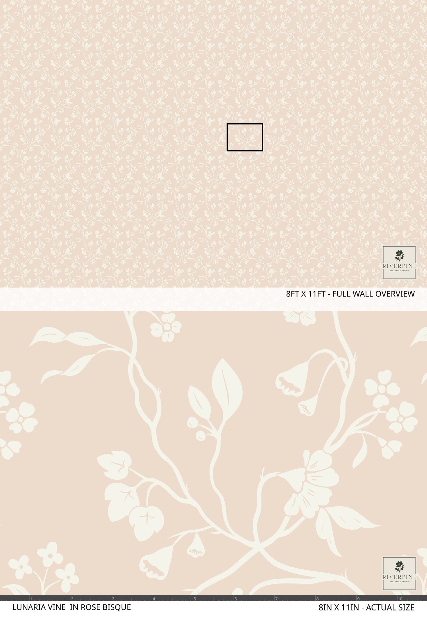 Lunaria Vine Wallpaper in Rose Bisque - Riverpine