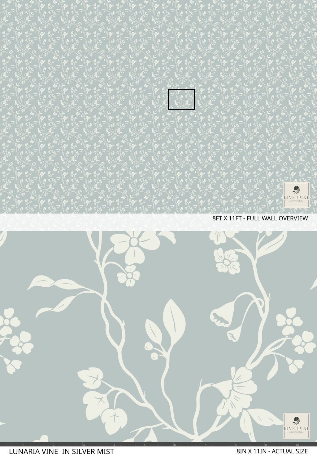 Lunaria Vine Wallpaper in Silver Mist - Riverpine